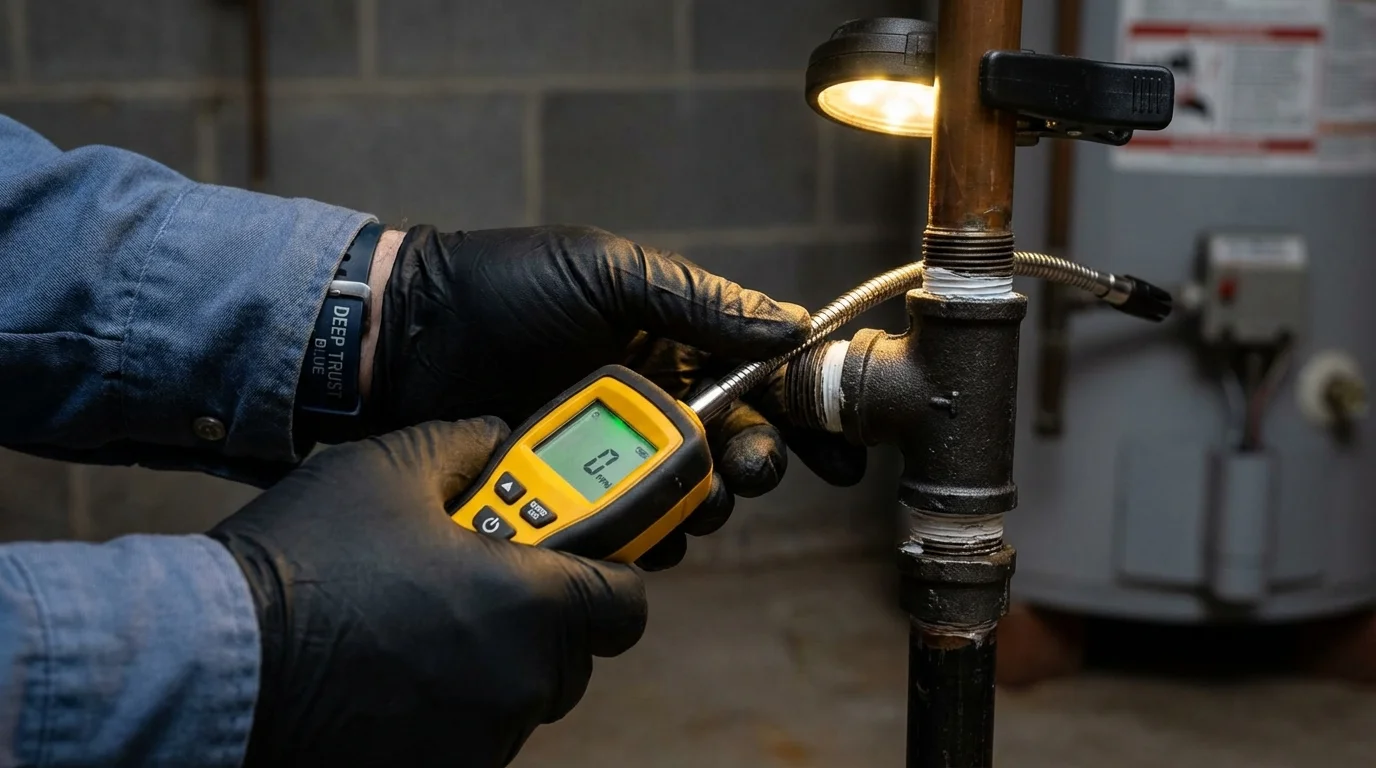Gas leak detection with electronic sniffer by Johns Plumbing LLC in Wendover