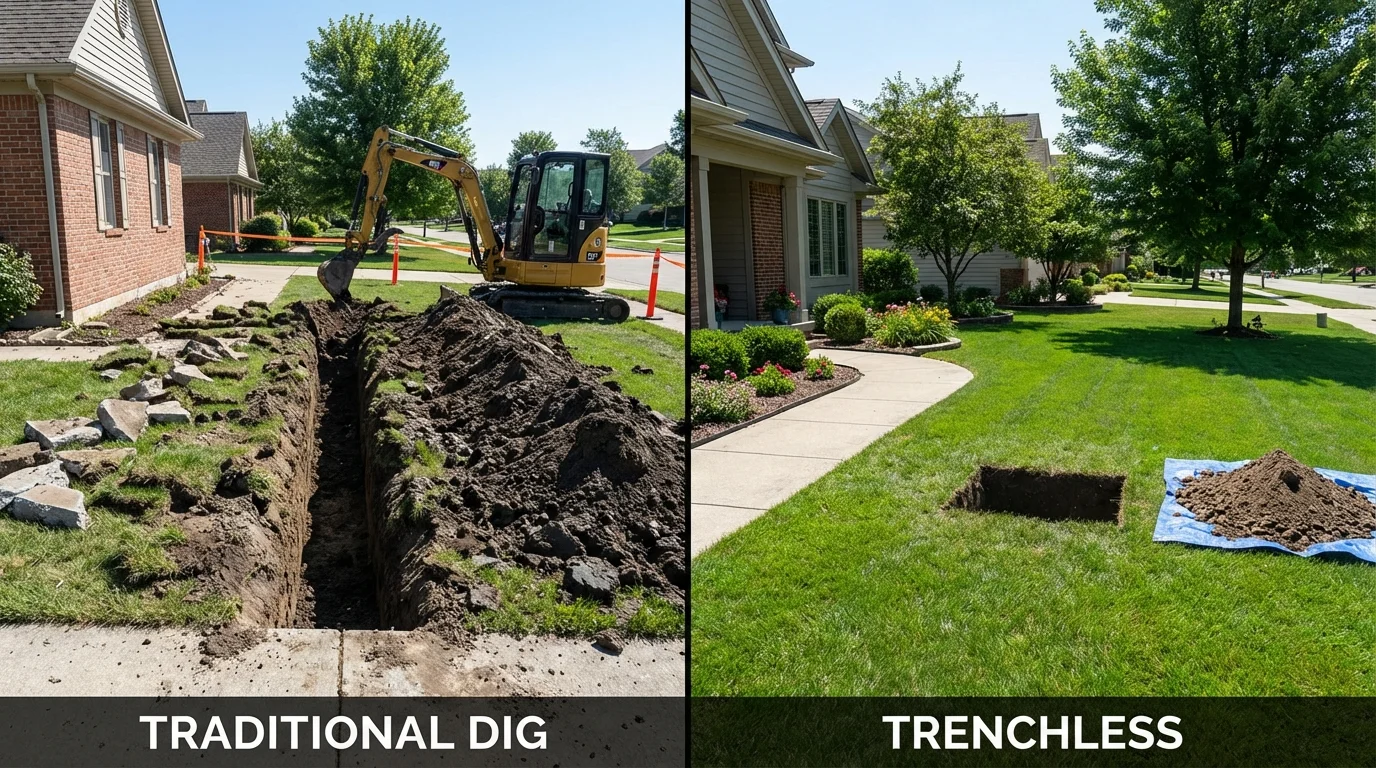 Trenchless sewer repair with minimal yard damage versus traditional excavation in Wendover, UT